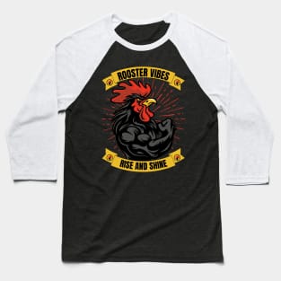 Muscular Rooster Baseball T-Shirt
